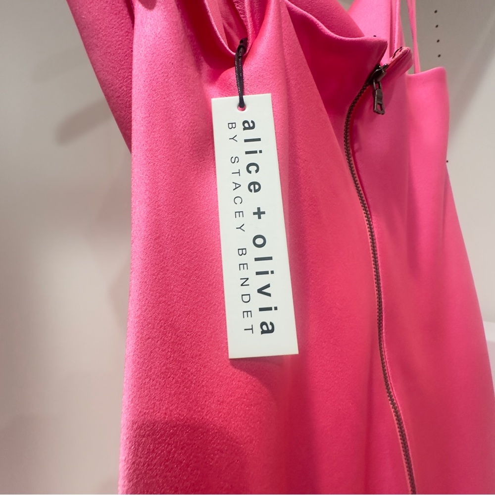 Alice + Olivia Vibrant Pink silk Dress new women - Picture 3 of 5
